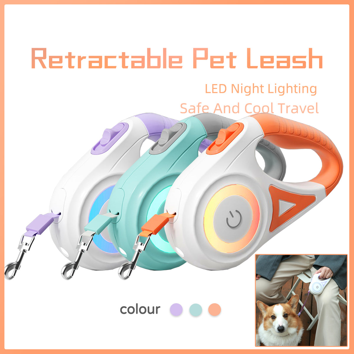 PAWLAND™ Laisse Rétractable avec Lampe